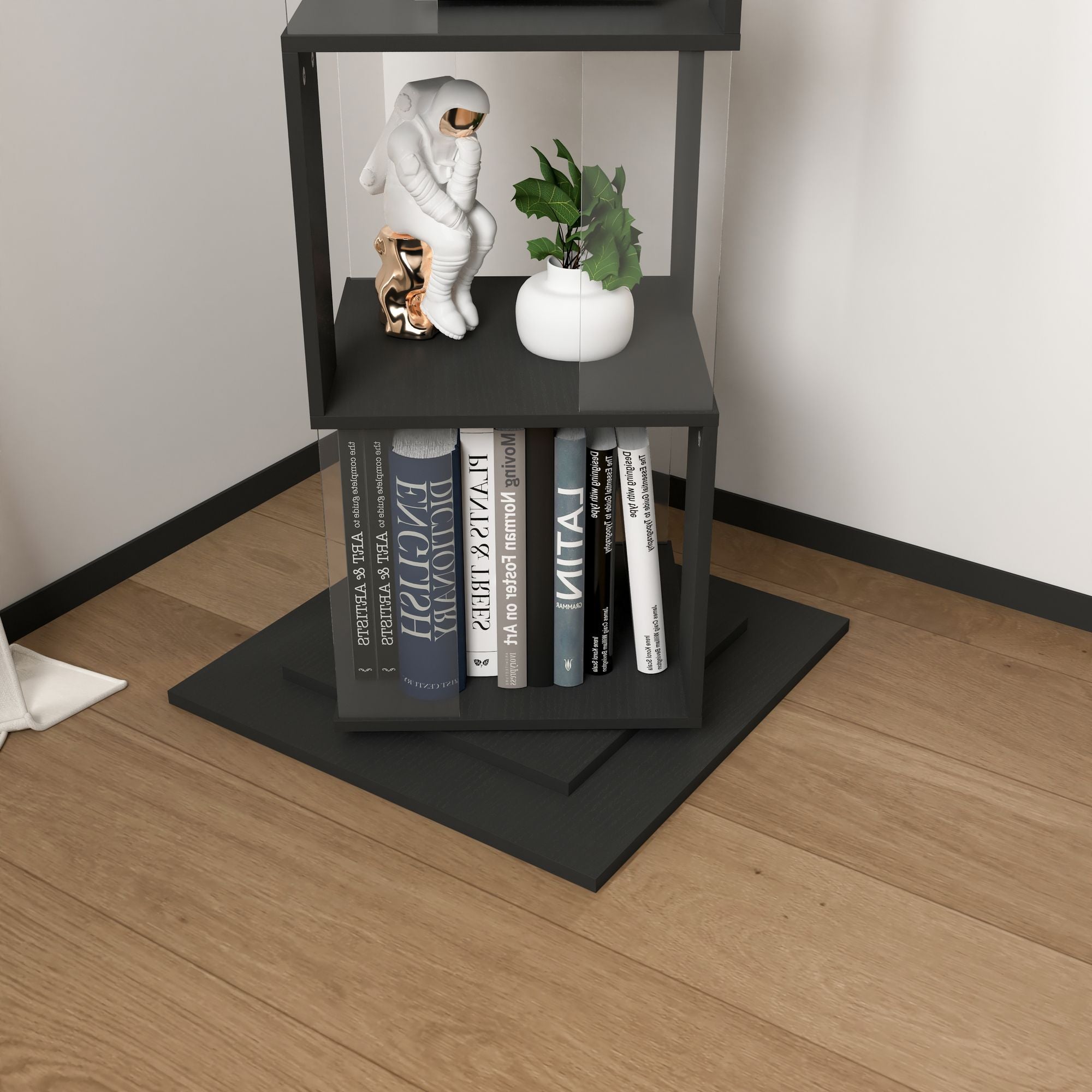360° Rotating Bookshelf with Acrylic Plate - 5-Tier Modern Display Shelf for Living Room, Home Office