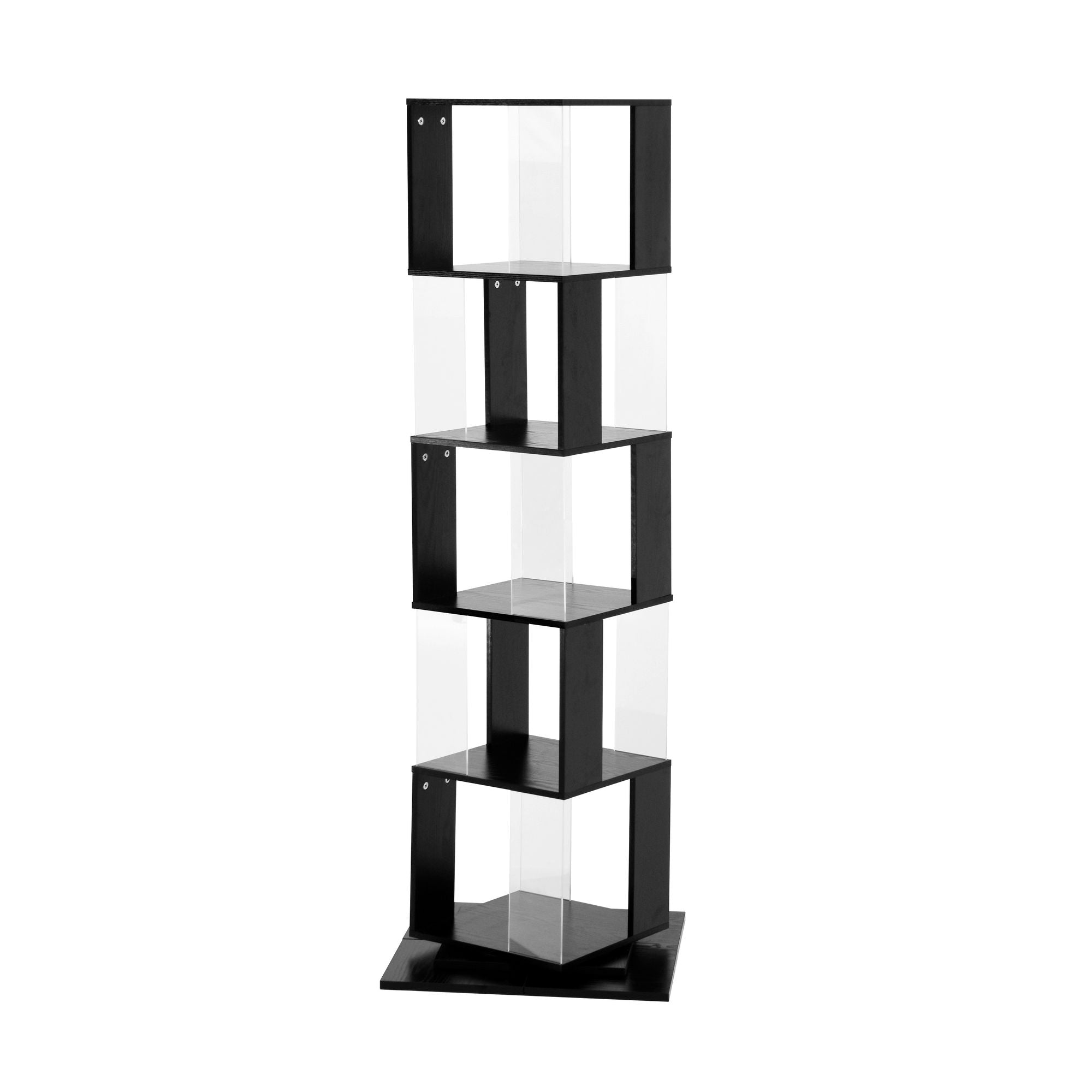 360° Rotating Bookshelf with Acrylic Plate - 5-Tier Modern Display Shelf for Living Room, Home Office