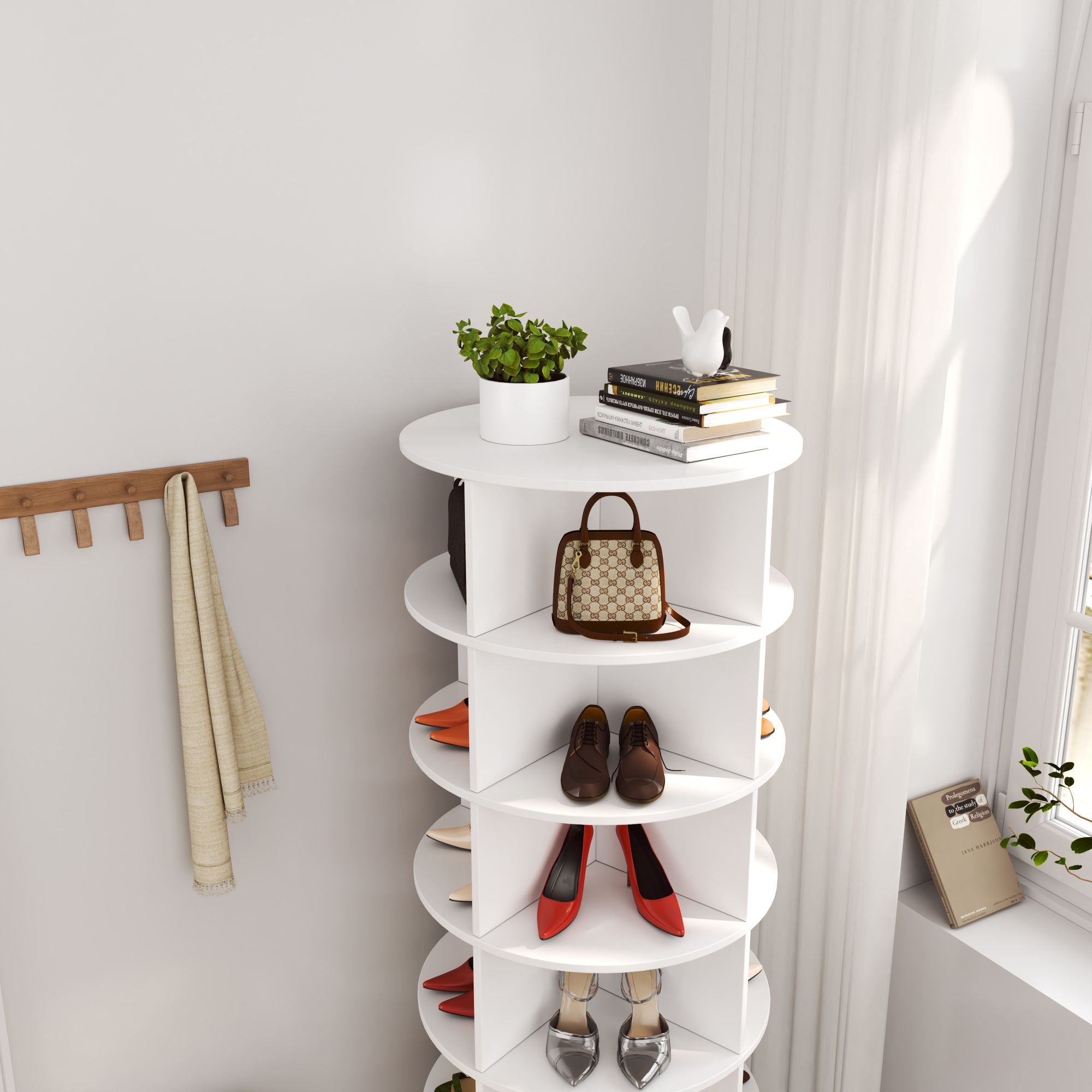 360-Degree Rotating Shoe Cabinet – Sleek Space-Saving Design