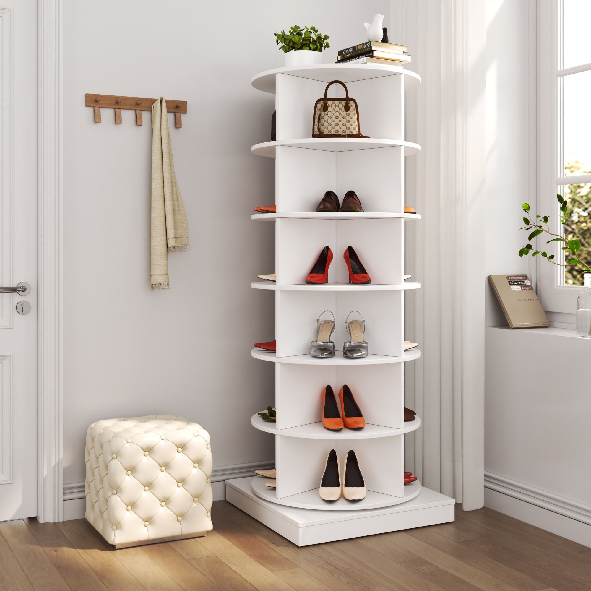 360-Degree Rotating Shoe Cabinet – Sleek Space-Saving Design