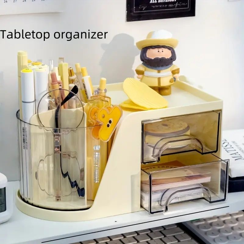 360° Spinning Beauty Organizer – No-Power Rotating Display for Cosmetics, Perfumes & Office Supplies