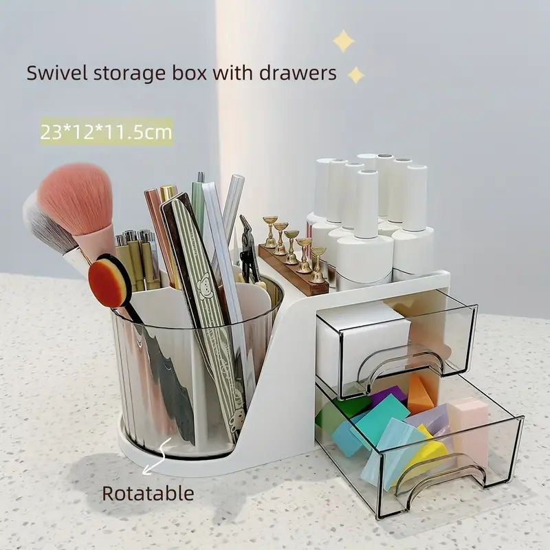 360° Spinning Beauty Organizer – No-Power Rotating Display for Cosmetics, Perfumes & Office Supplies