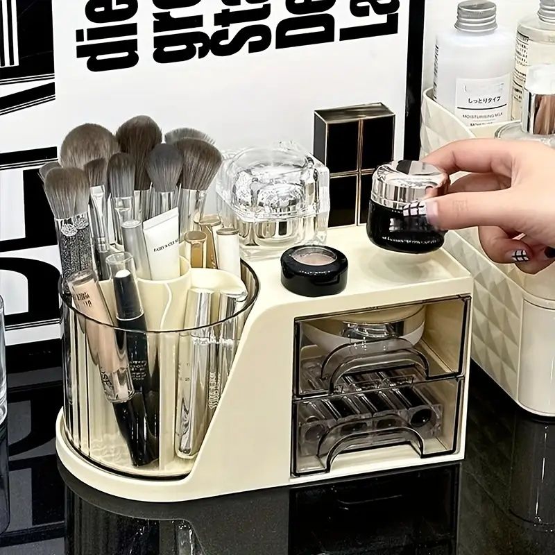 360° Spinning Beauty Organizer – No-Power Rotating Display for Cosmetics, Perfumes & Office Supplies