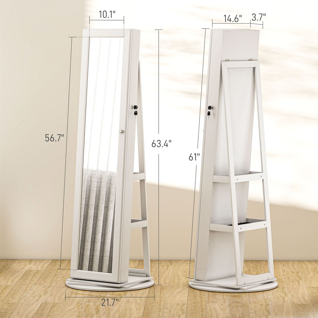 Swivel Mirror Jewelry Armoire with Locking Storage