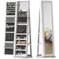 Swivel Mirror Jewelry Armoire with Locking Storage