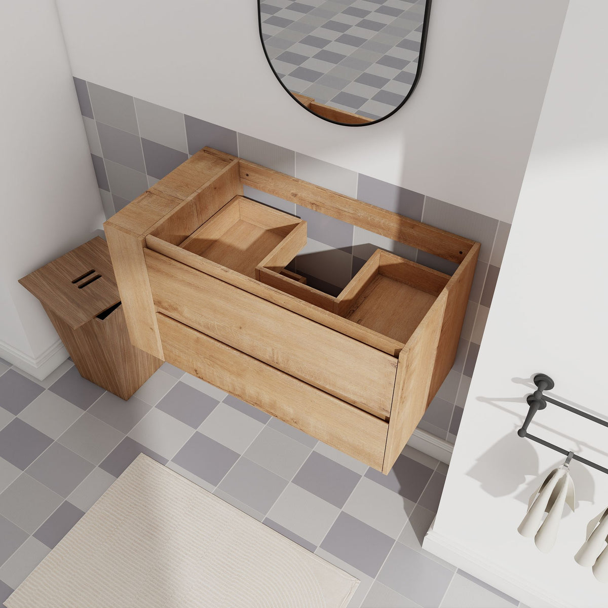 36- Wall Mount Bathroom Vanity with Soft-Close Door and Ample Bottom Storage