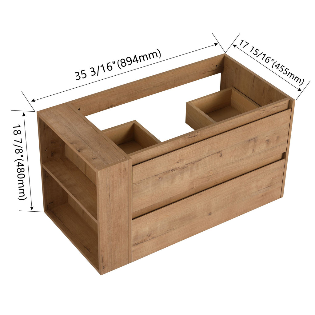 36- Wall Mount Bathroom Vanity with Soft-Close Door and Ample Bottom Storage