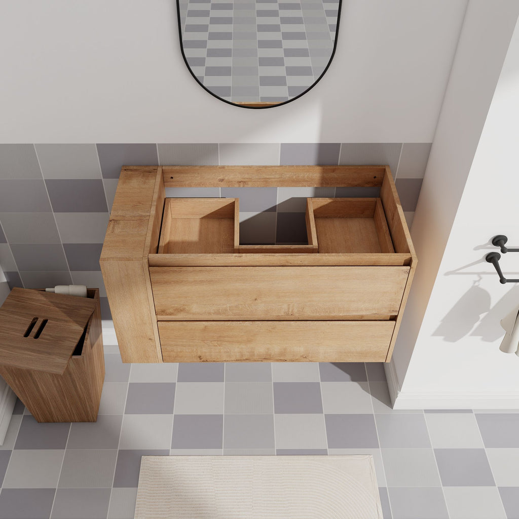 36- Wall Mount Bathroom Vanity with Soft-Close Door and Ample Bottom Storage