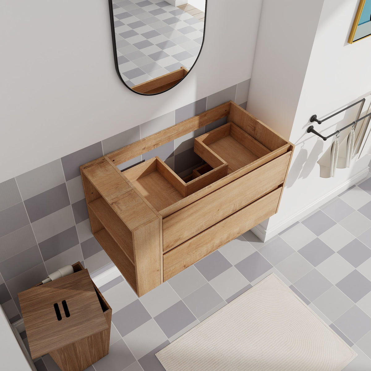 36- Wall Mount Bathroom Vanity with Soft-Close Door and Ample Bottom Storage