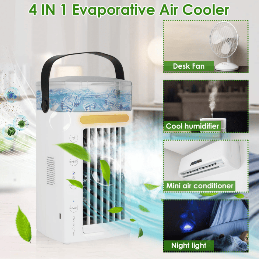 Portable Evaporative Air Conditioner Fan with Filtration