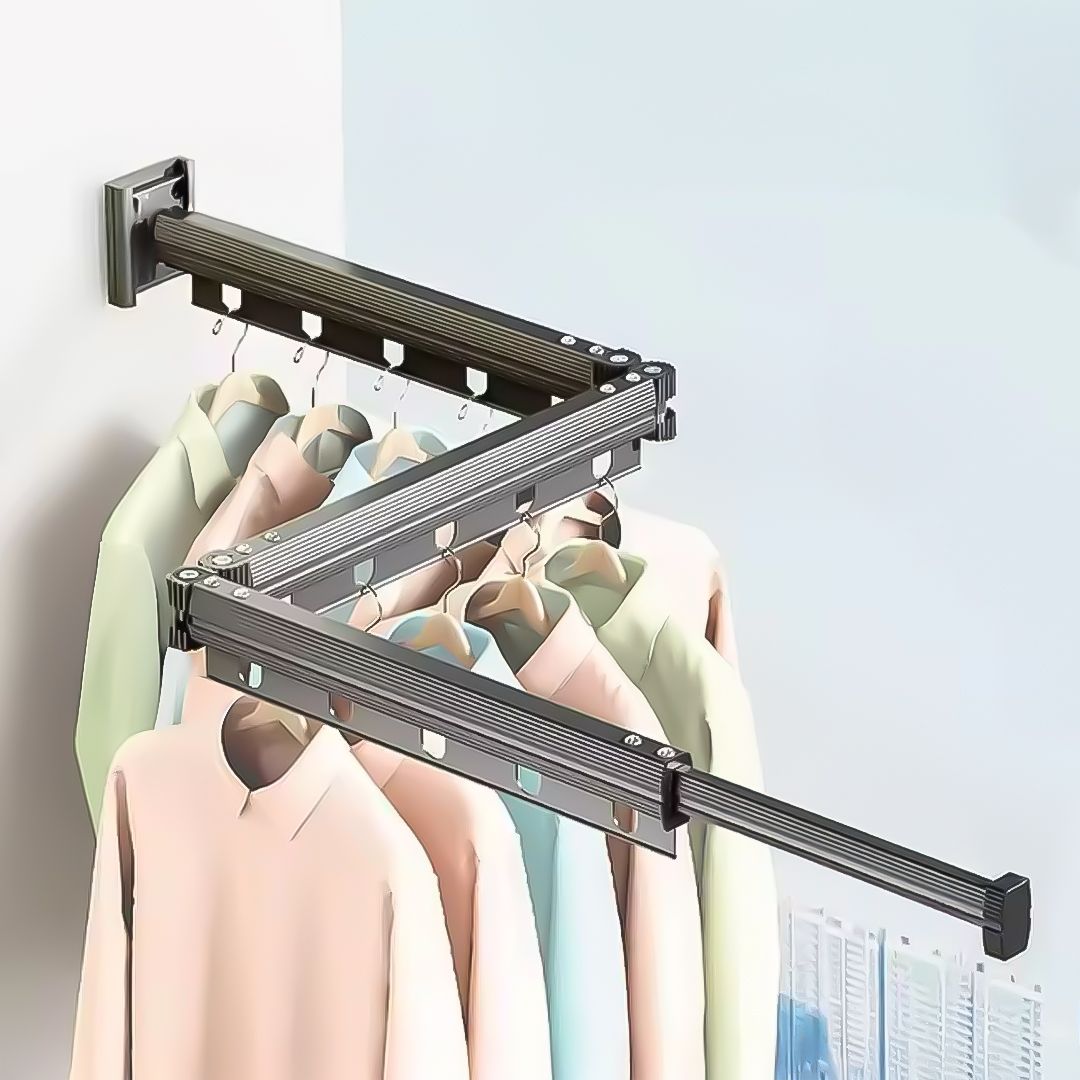 Wall-Mounted Folding Clothing Dry Rack for Laundry Spaces