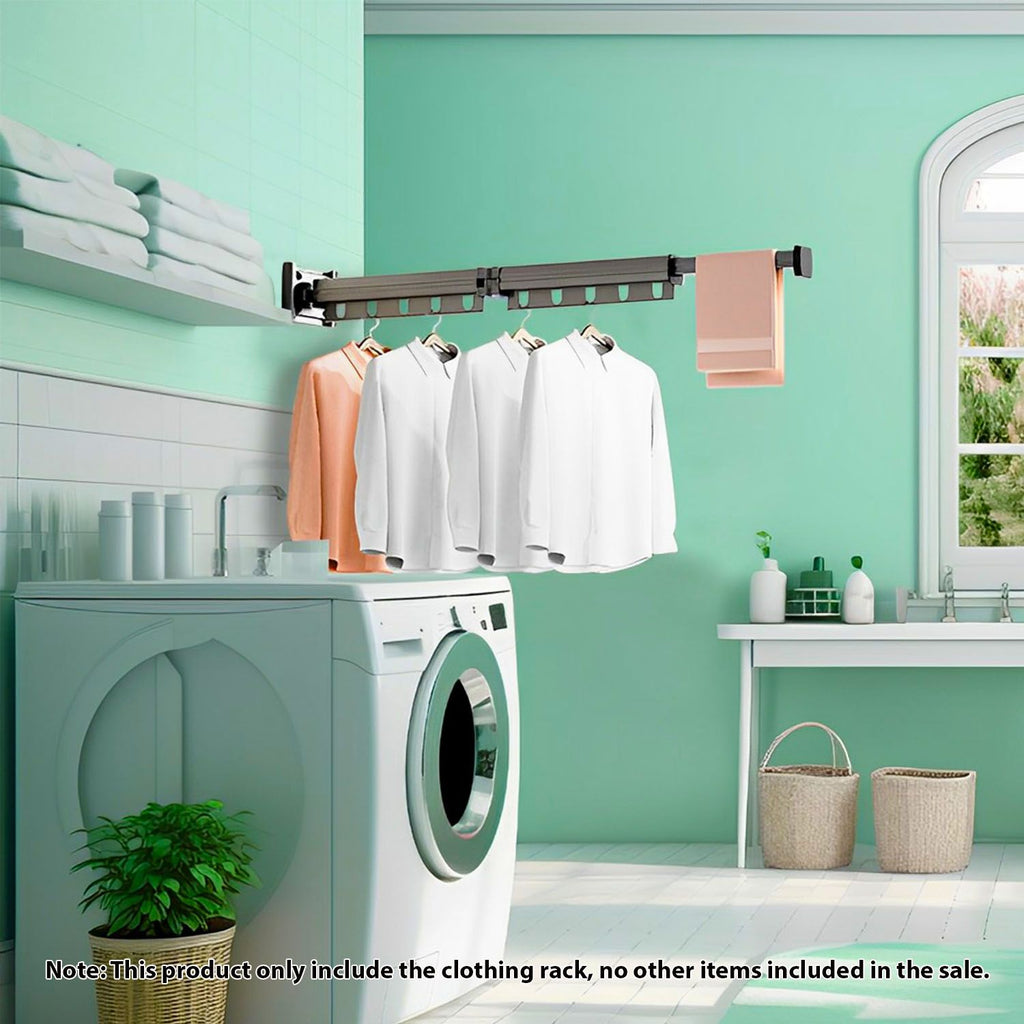 Wall-Mounted Folding Clothing Dry Rack for Laundry Spaces