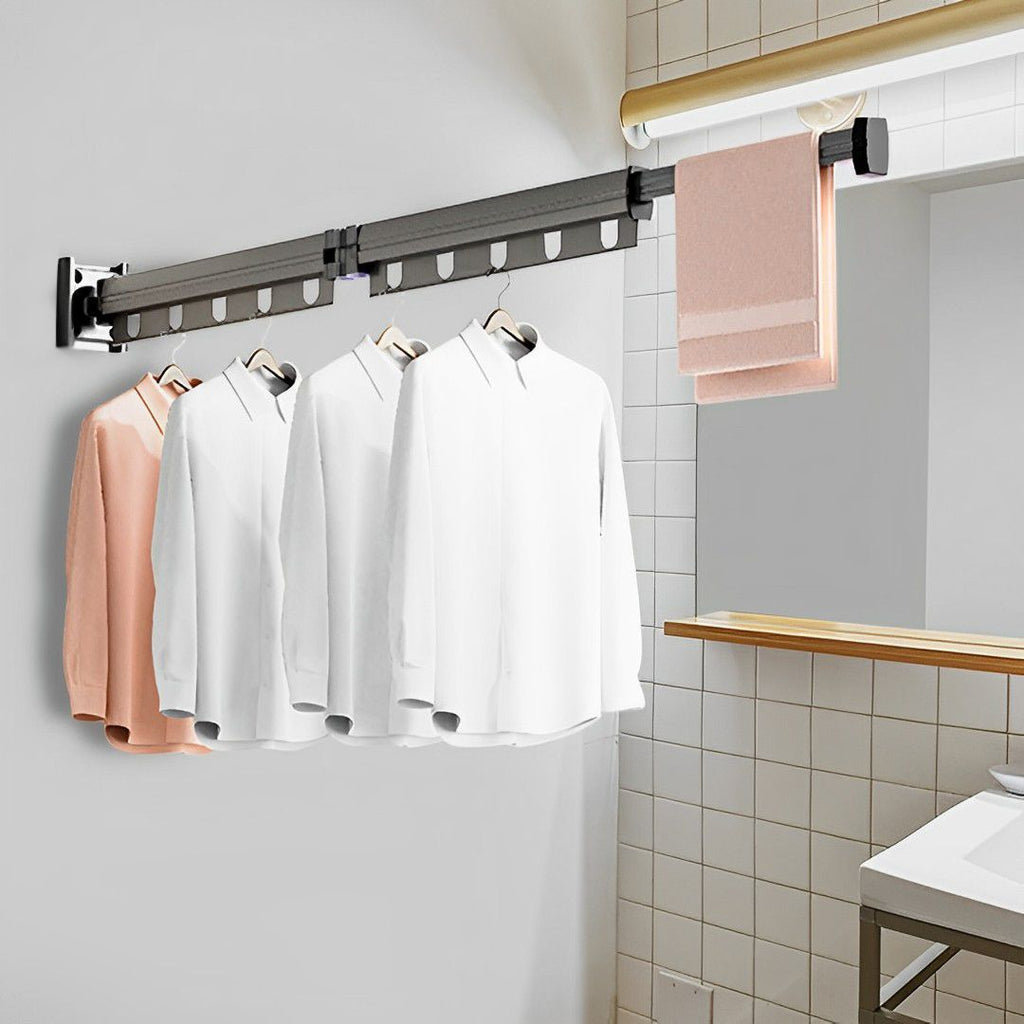 Wall-Mounted Folding Clothing Dry Rack for Laundry Spaces