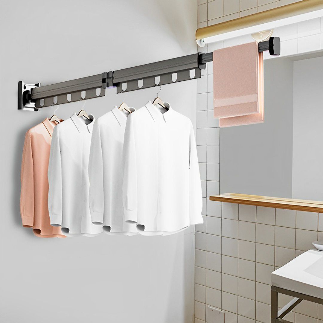 Wall-Mounted Folding Clothing Dry Rack for Laundry Spaces
