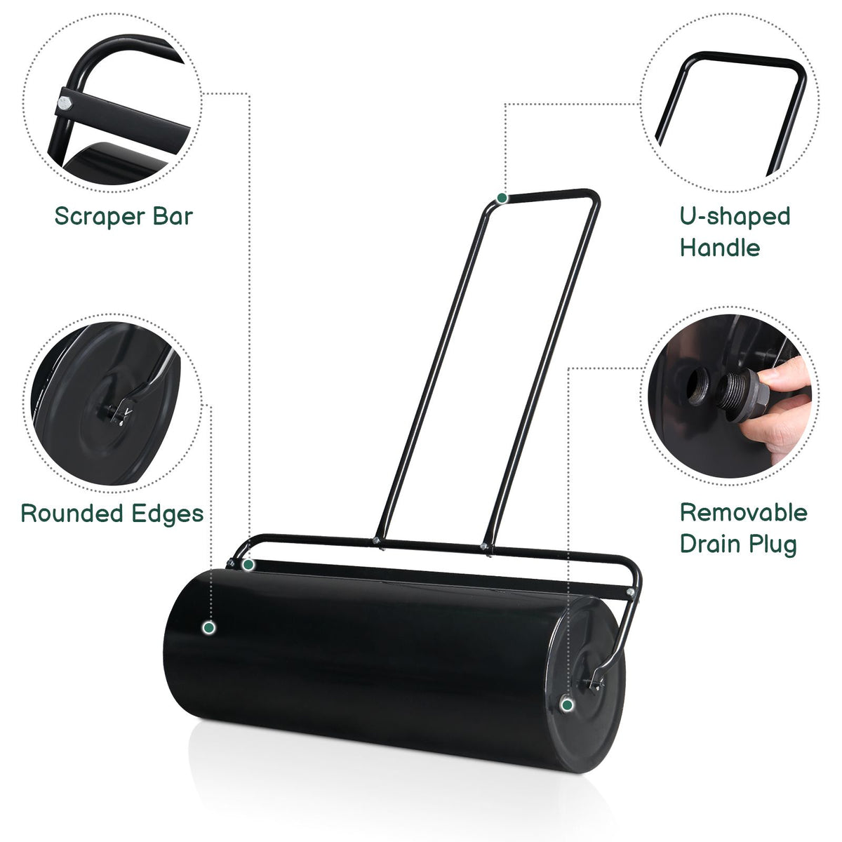 Hand-Pushed Lawn Roller for Ground Leveling
