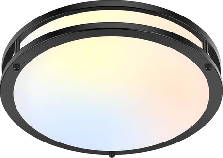 36W LED Flush Mount Ceiling Light Fixture, 13inch LED Ceiling Light 3600LM, Modern Black Ceiling Lig
