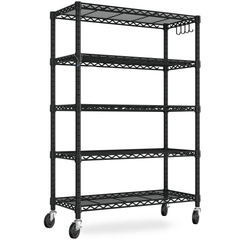Mobile Wire Shelving with Adjustable Shelves and Locking Wheels