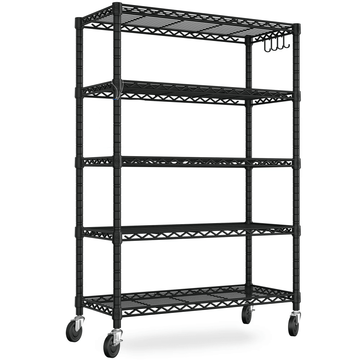 Mobile Wire Shelving with Adjustable Shelves and Locking Wheels