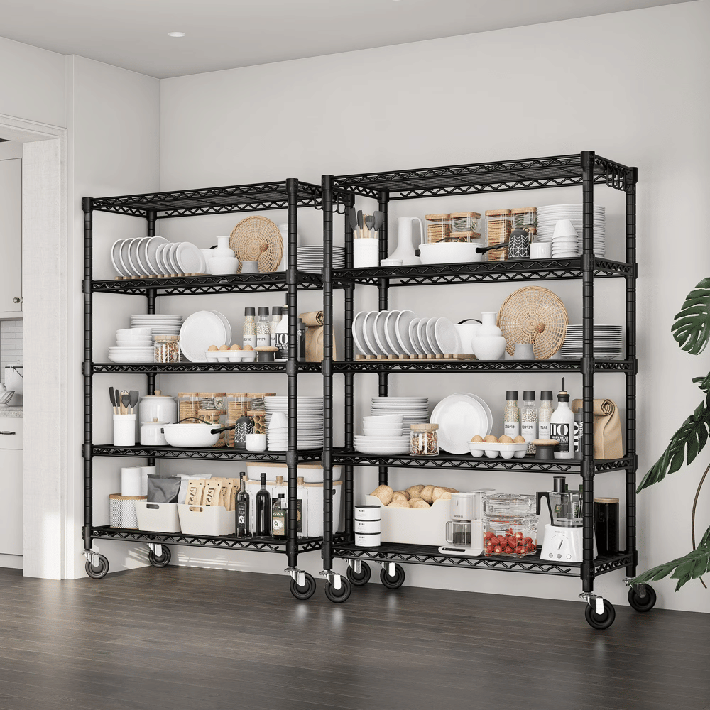Mobile Wire Shelving with Adjustable Shelves and Locking Wheels