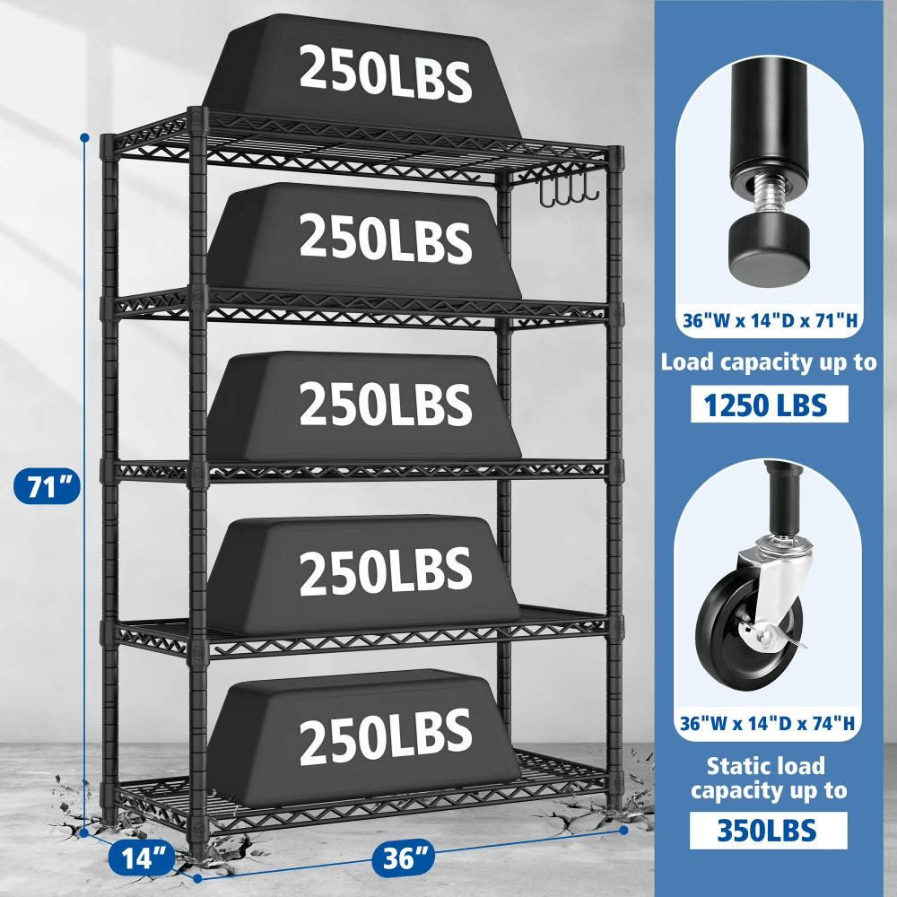 Mobile Wire Shelving with Adjustable Shelves and Locking Wheels