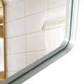Brushed Silver Rounded Rectangle Bathroom Mirror