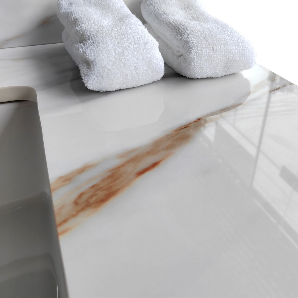 Carrara White Vanity Top with Center Undermount Sink