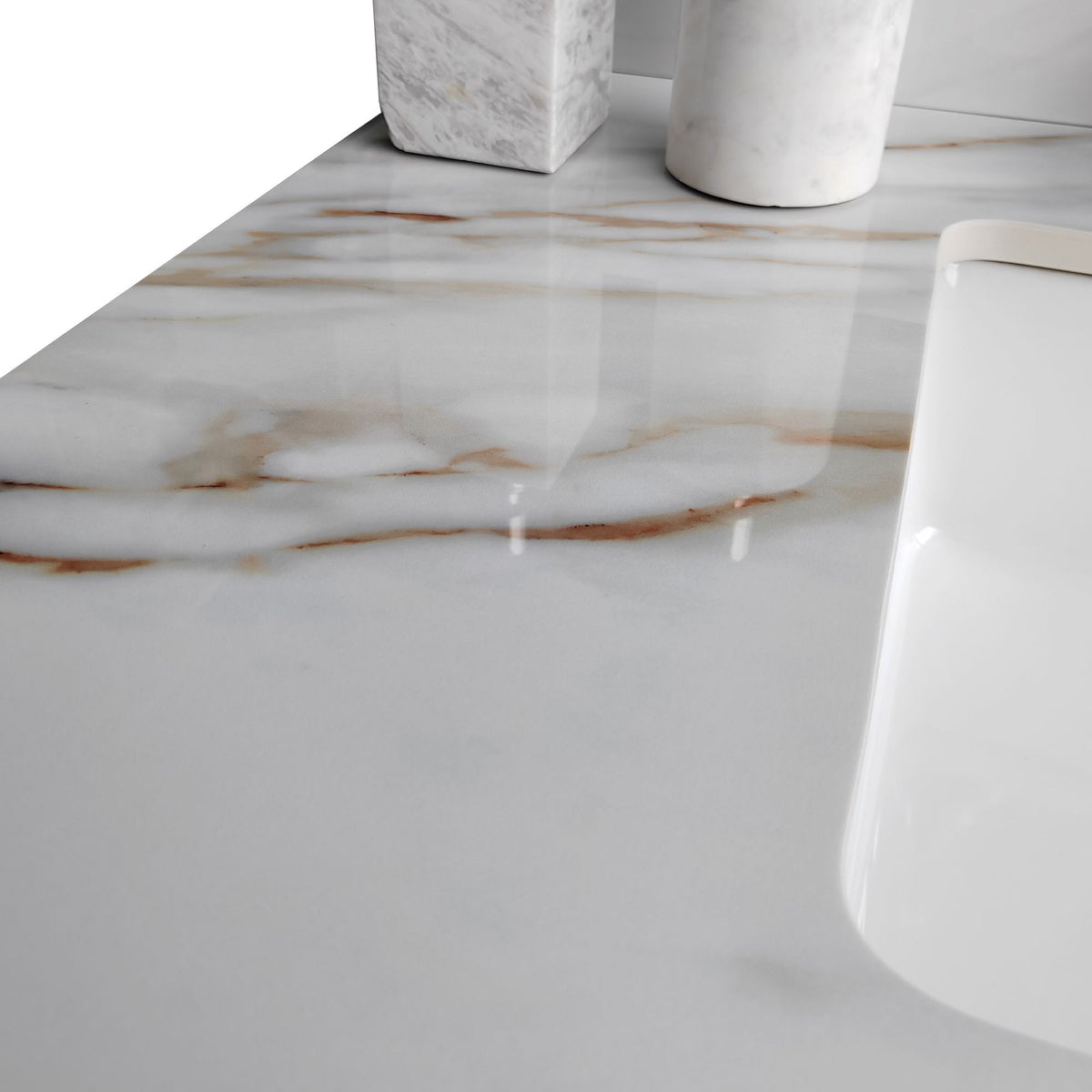 Carrara White Vanity Top with Center Undermount Sink