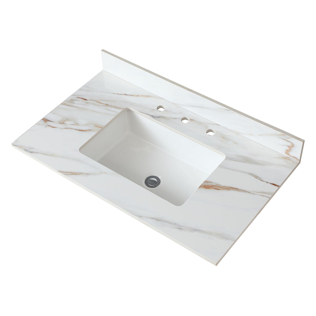 Carrara White Vanity Top with Center Undermount Sink