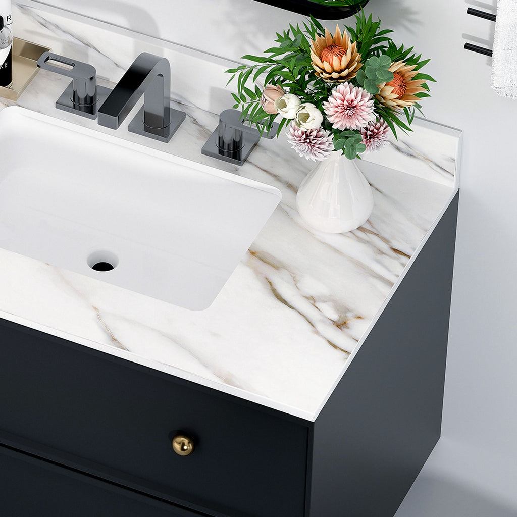 Carrara White Vanity Top with Center Undermount Sink