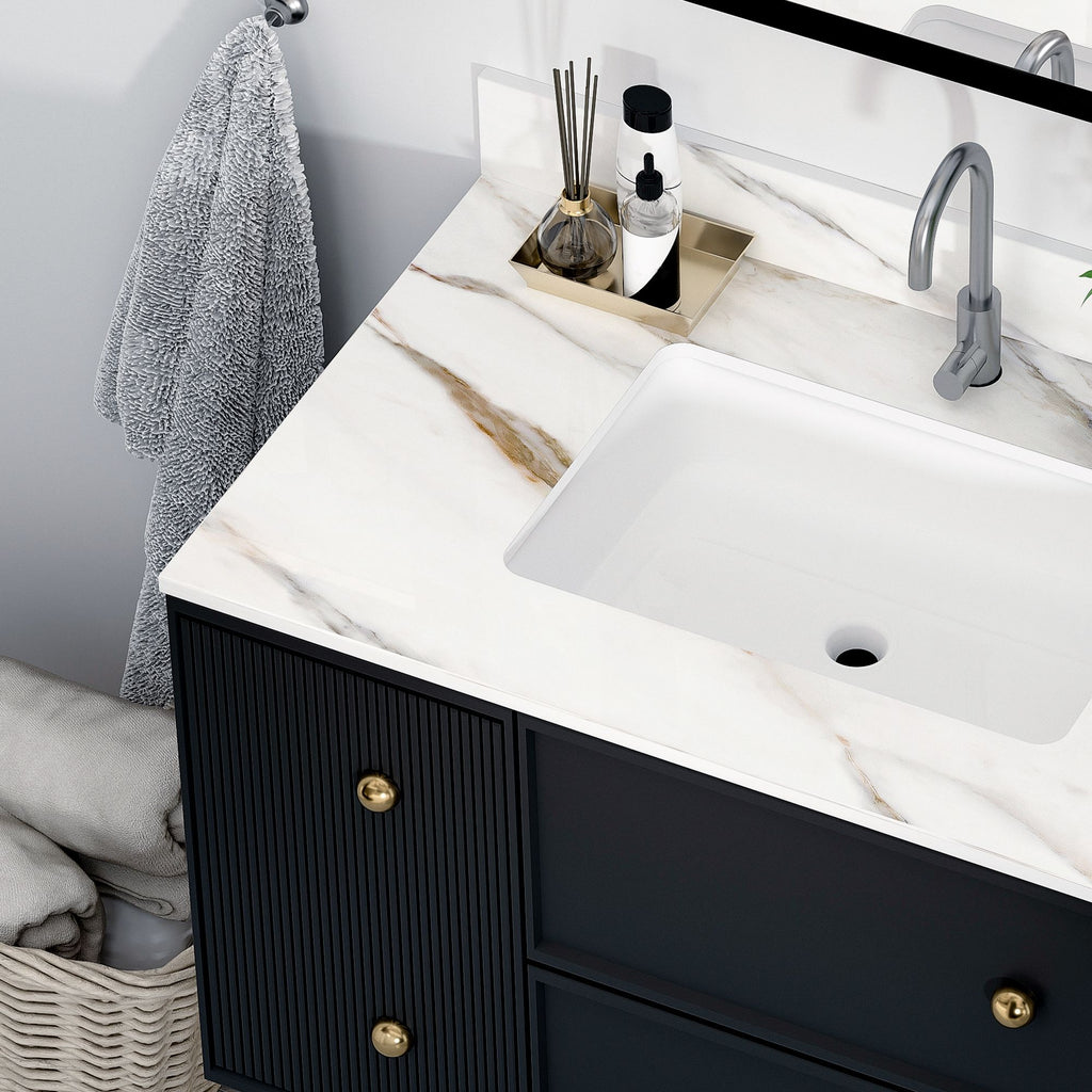 37 Marble Vanity Top, Bathroom Vanity Top with Undermount Rectangular Middle Sink and Height