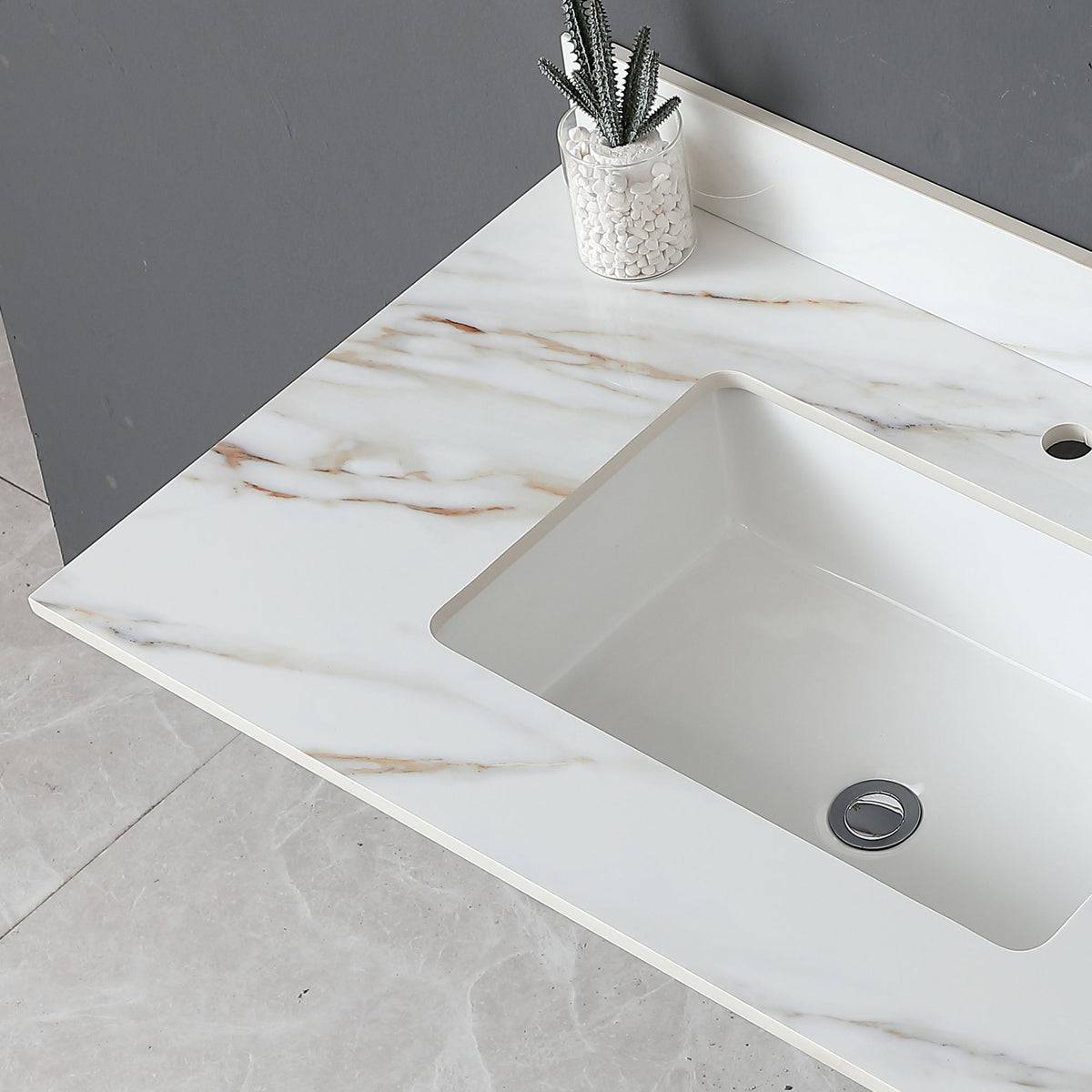 37 Marble Vanity Top, Bathroom Vanity Top with Undermount Rectangular Middle Sink and Height