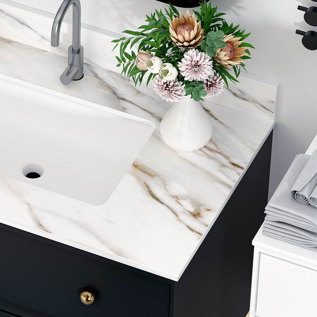 37 Marble Vanity Top, Bathroom Vanity Top with Undermount Rectangular Middle Sink and Height