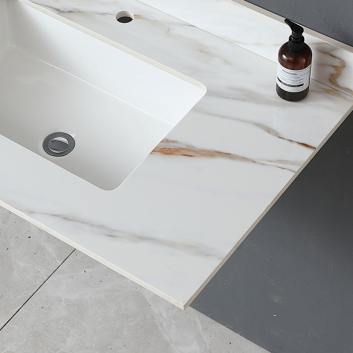 37 Marble Vanity Top, Bathroom Vanity Top with Undermount Rectangular Middle Sink and Height