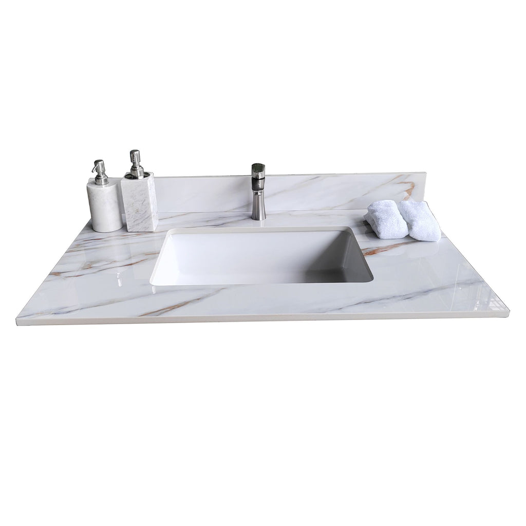 37 Marble Vanity Top, Bathroom Vanity Top with Undermount Rectangular Middle Sink and Height