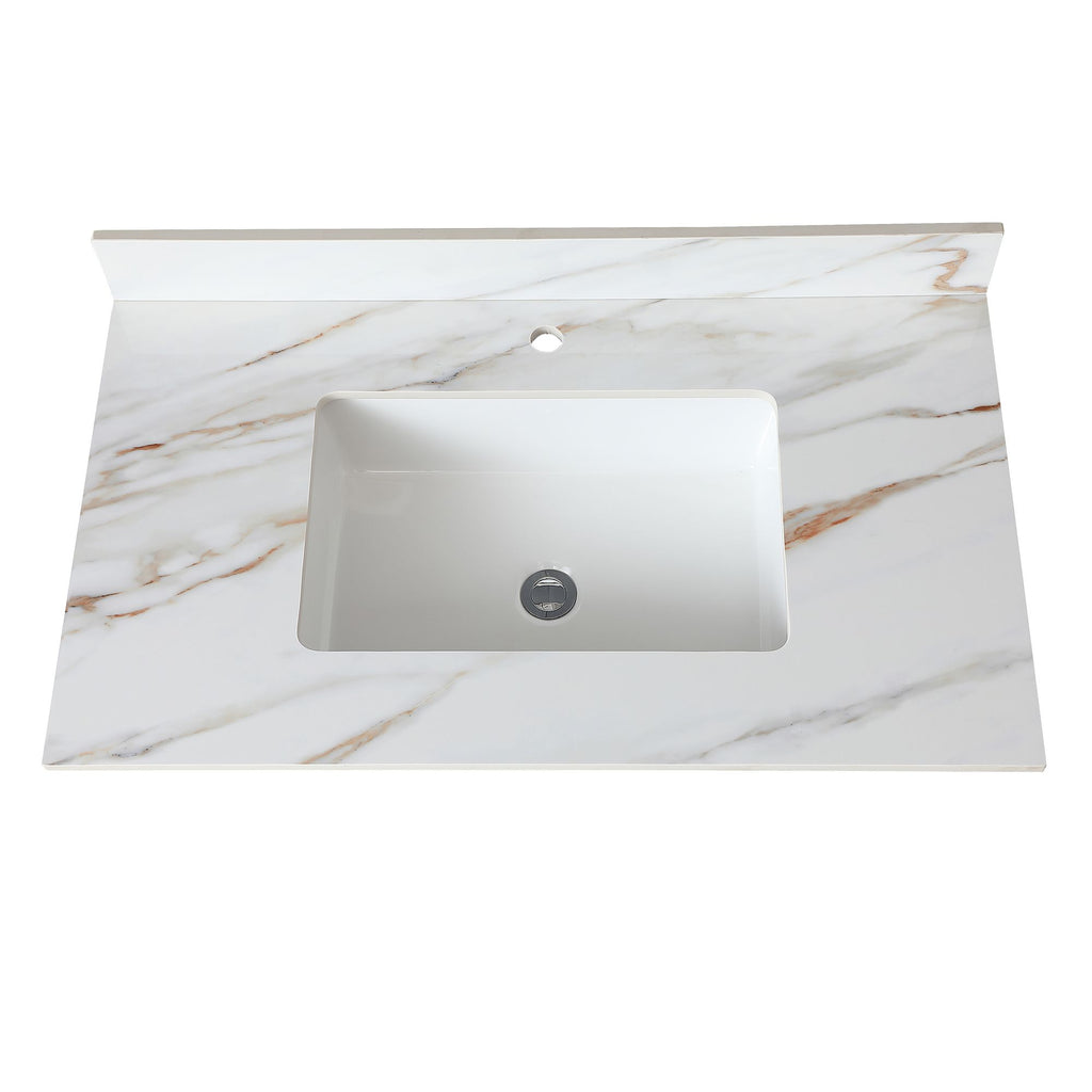 37 Marble Vanity Top, Bathroom Vanity Top with Undermount Rectangular Middle Sink and Height