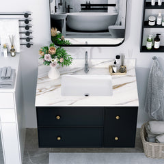 37 Marble Vanity Top, Bathroom Vanity Top with Undermount Rectangular Middle Sink and Height