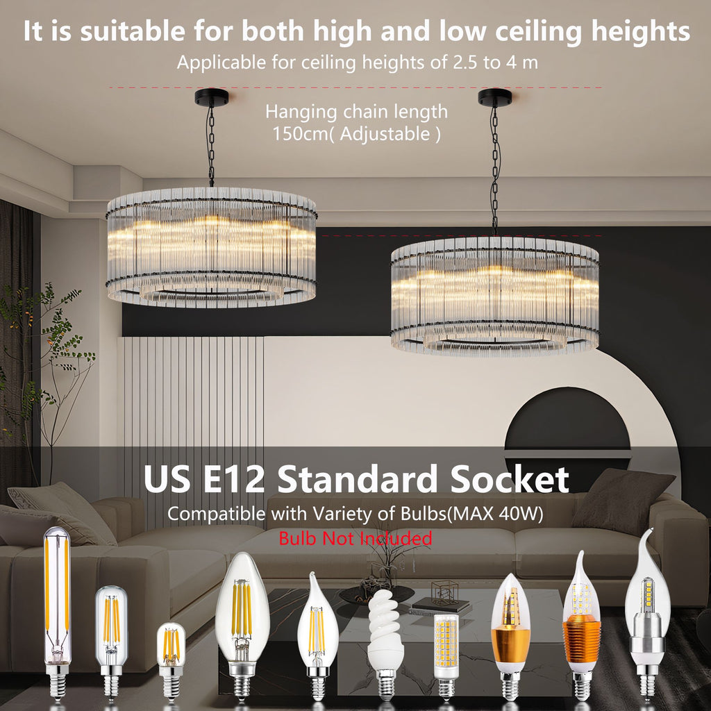 Two-Tier Water-Ripple Eight-Light Chandelier