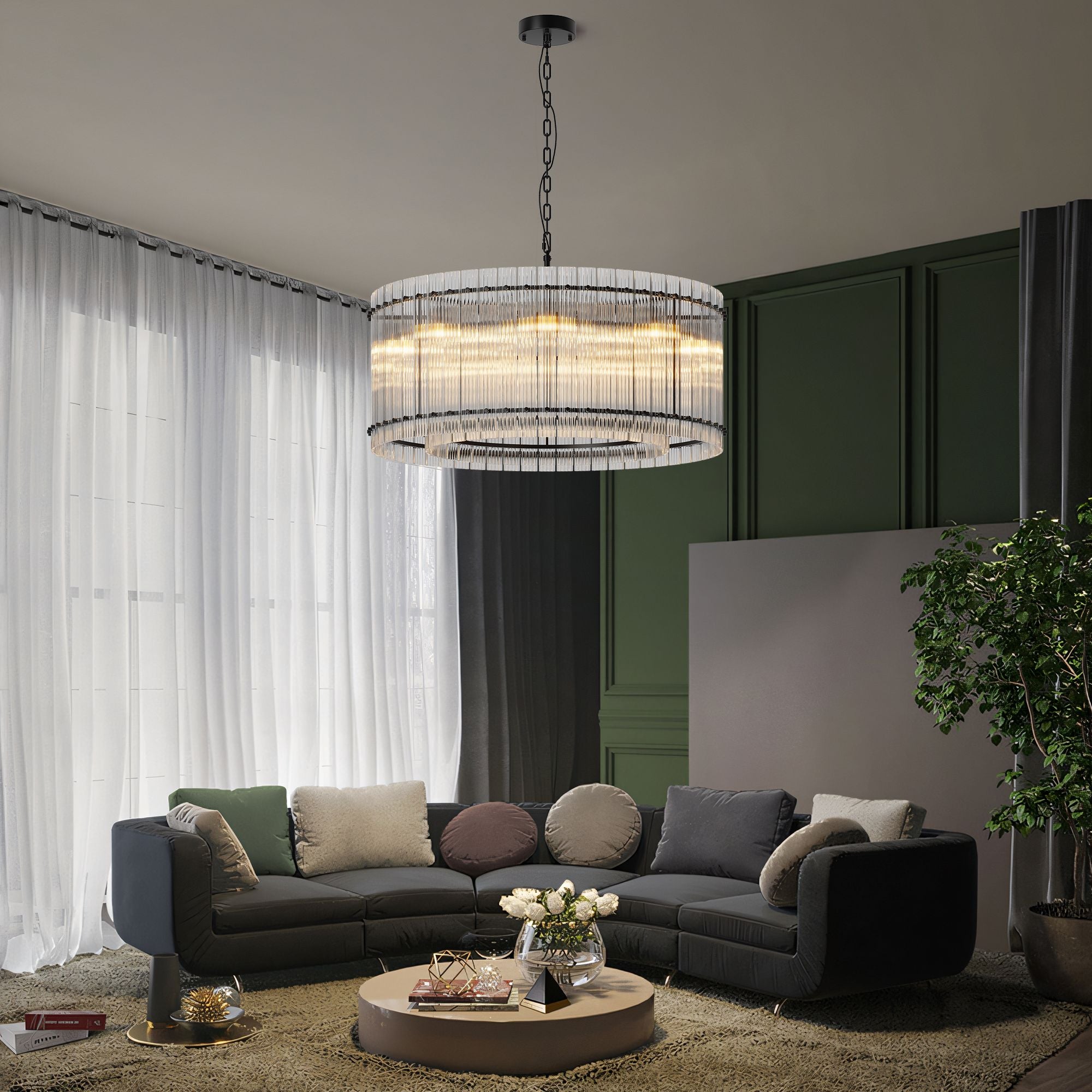 Two-Tier Water-Ripple Eight-Light Chandelier