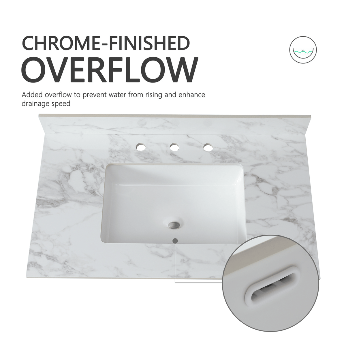 Carra White Vanity Top with Undermount Sink