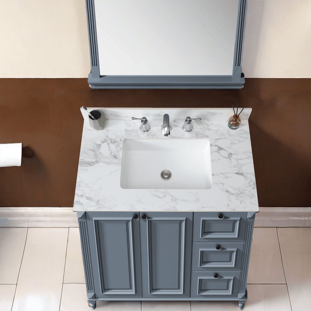 Carra White Vanity Top with Undermount Sink