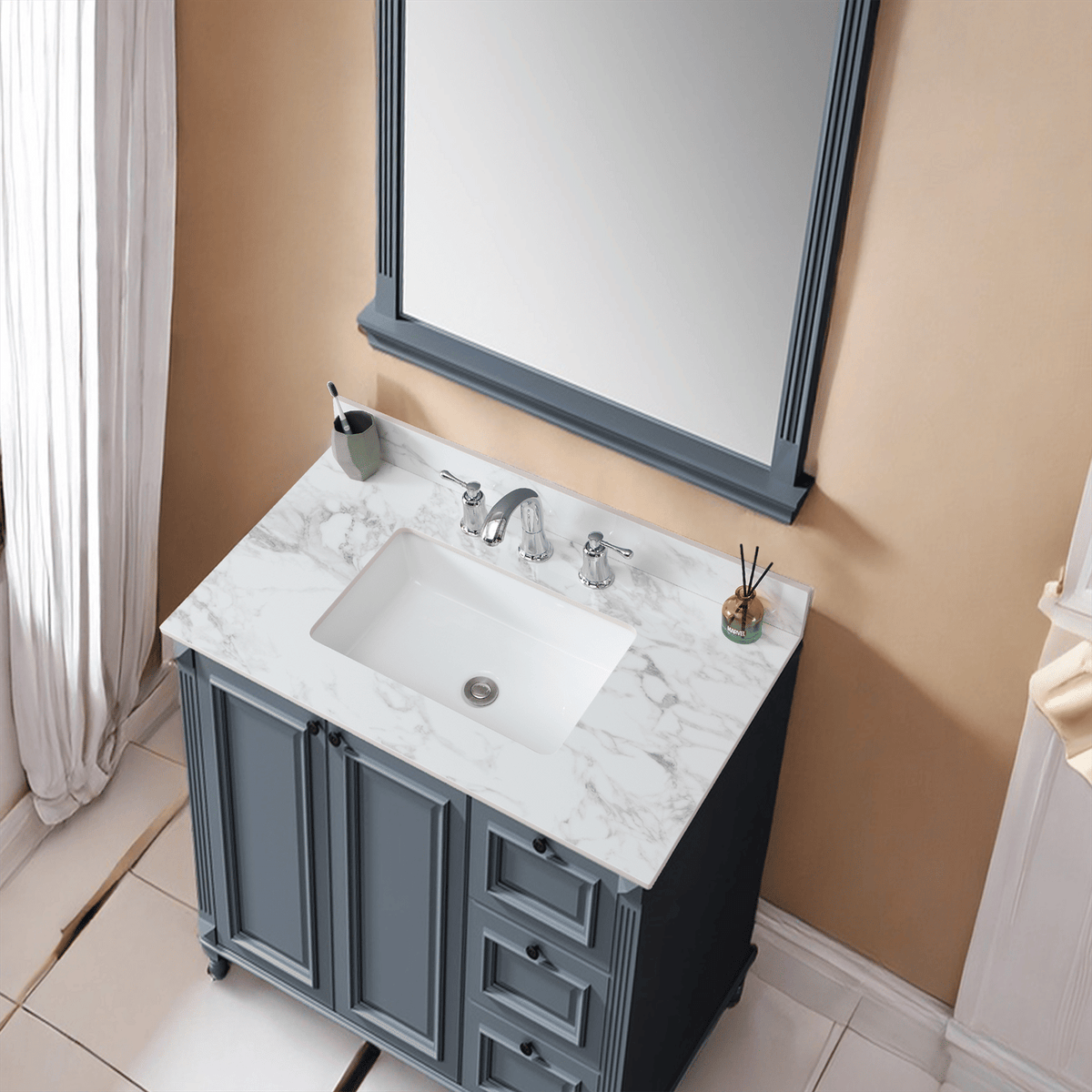 Carra White Vanity Top with Undermount Sink