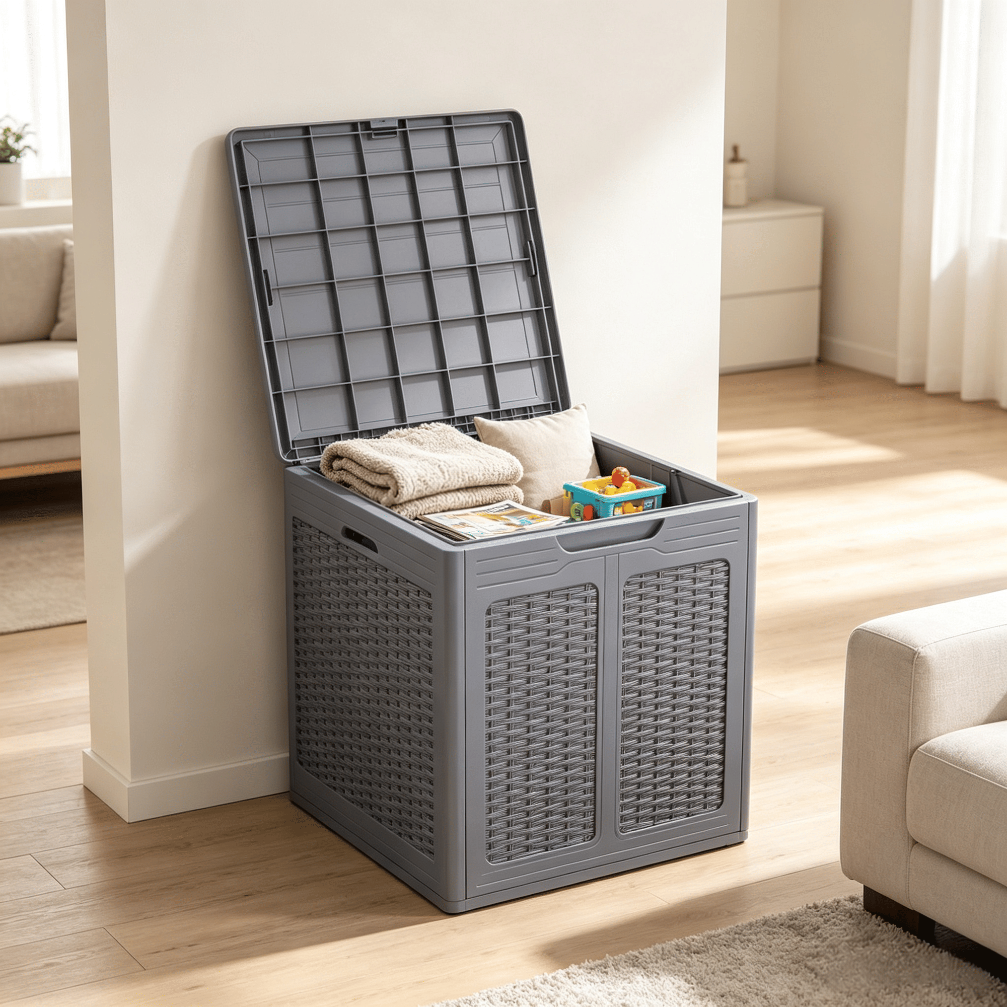 39-Gallon Deck Box with Lockable Lid for Patio Furniture Cushions Secure Outdoor Storage