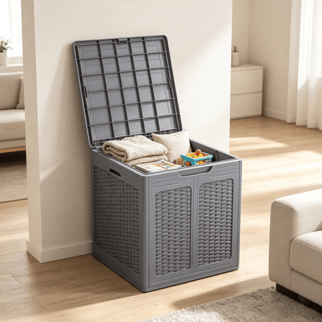 39-Gallon Deck Box with Lockable Lid for Patio Furniture Cushions Secure Outdoor Storage