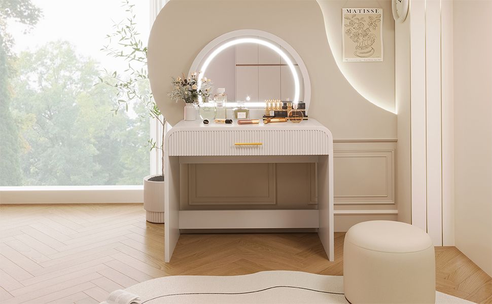 Lighted Makeup Vanity with Removable Mirror