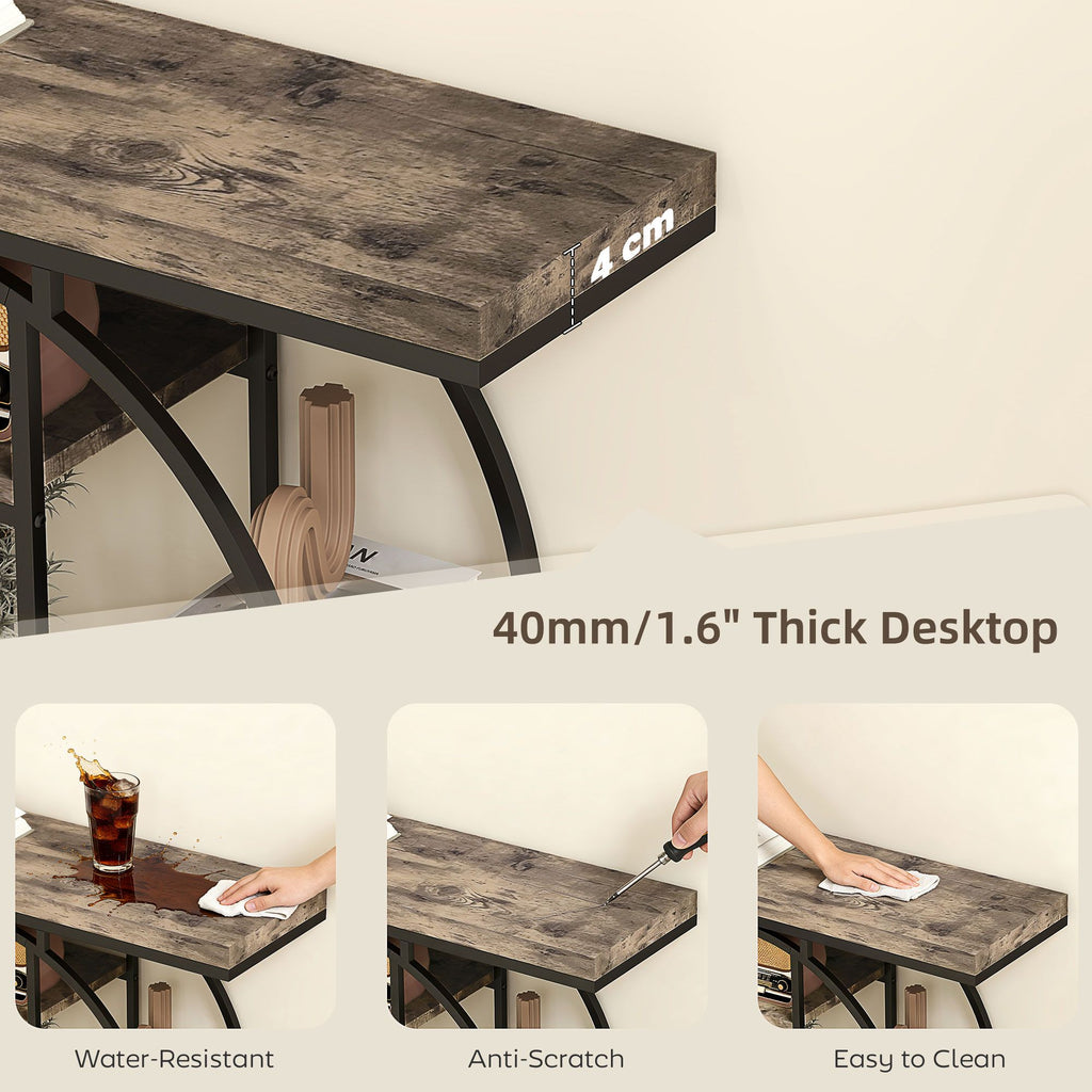 Console Table with Storage Shelves, Industrial Sofa Table for Living Room, Hallway