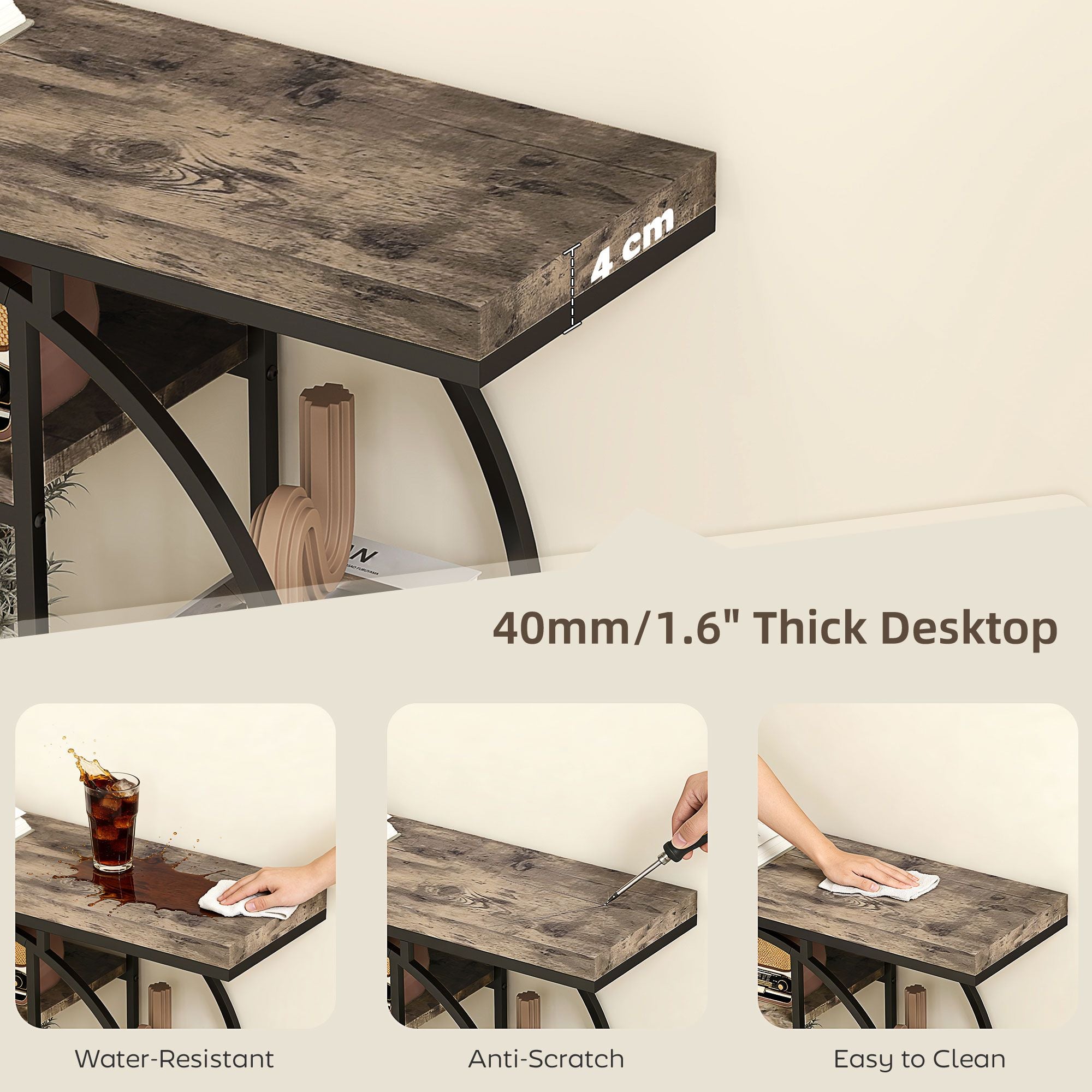 Console Table with Storage Shelves, Industrial Sofa Table for Living Room, Hallway