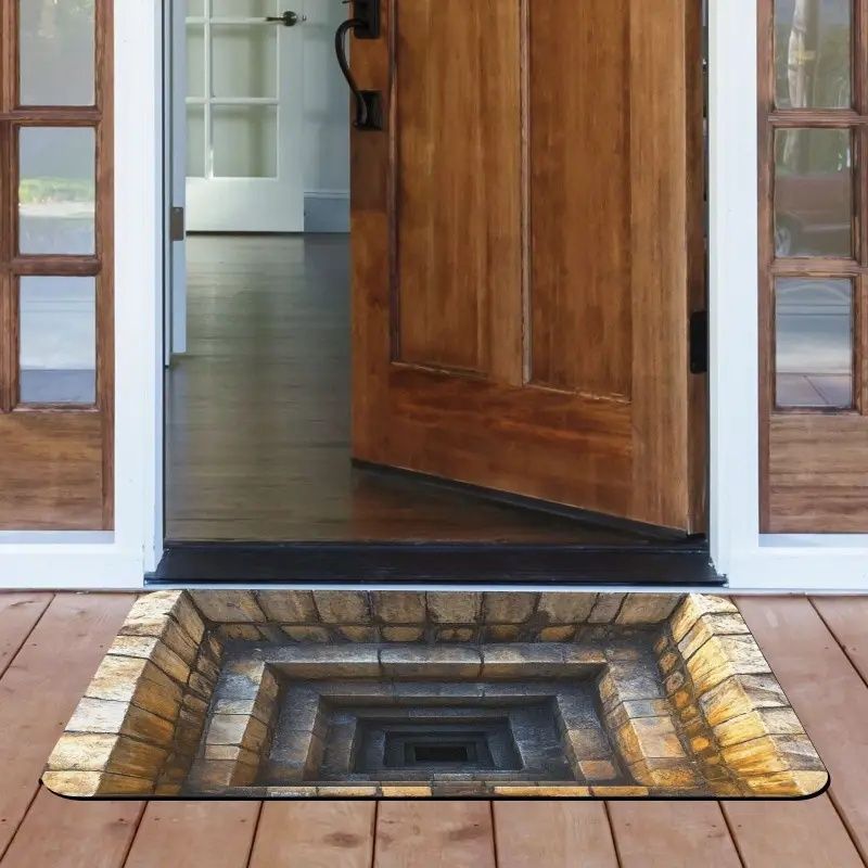 3D Optical Illusion Doormat – Realistic Stone Step Design