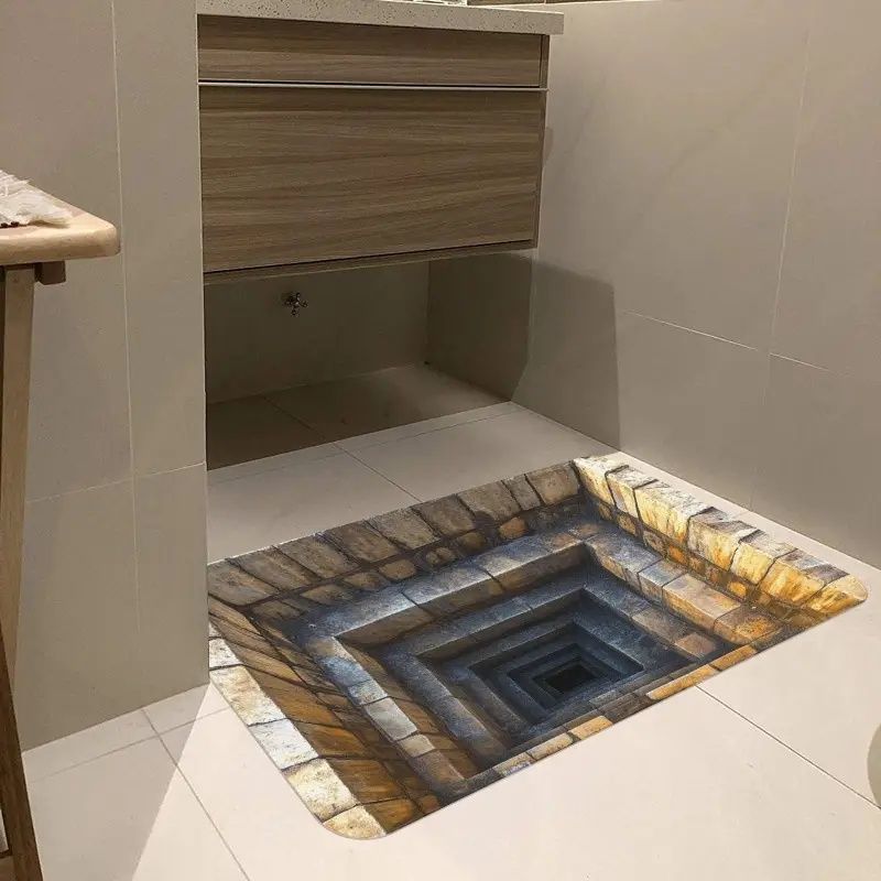 3D Optical Illusion Doormat – Realistic Stone Step Design - 24 inches X 16 inches