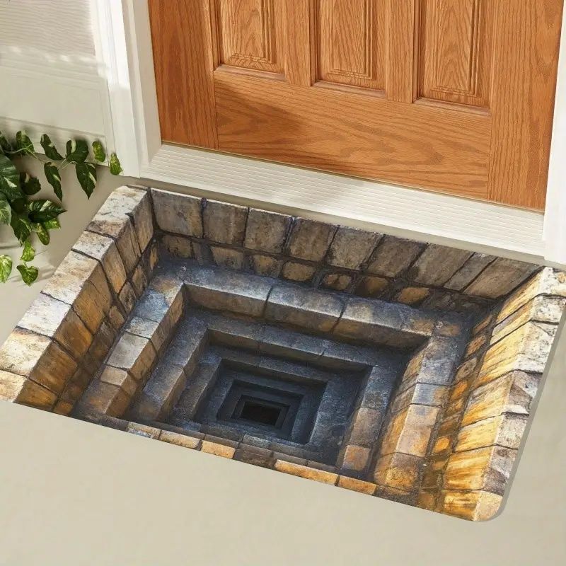3D Optical Illusion Doormat – Realistic Stone Step Design