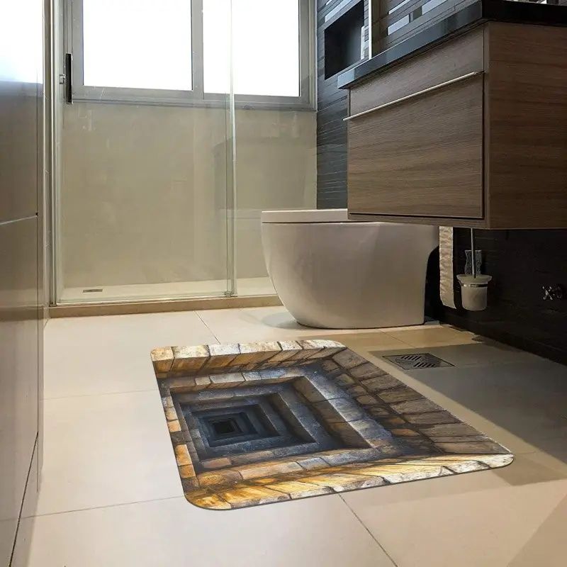 3D Optical Illusion Doormat – Realistic Stone Step Design